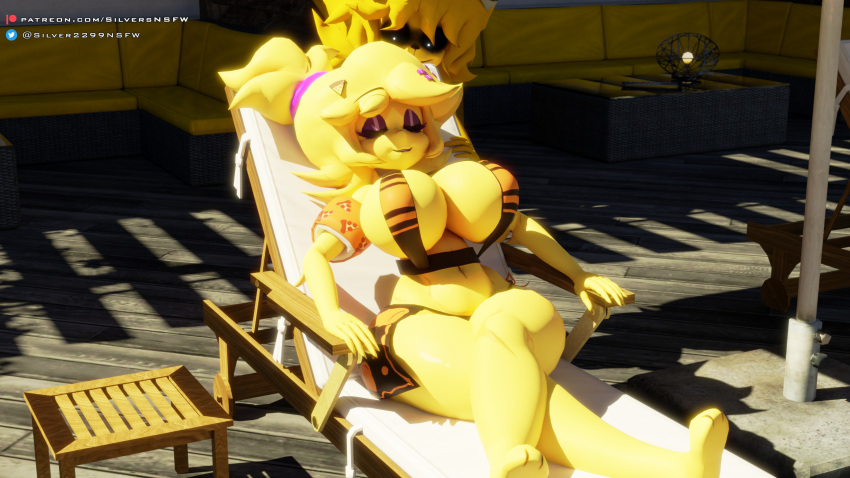 chica_(cally3d) chica_(fnaf) duo female female/female five_nights_at_freddy's fredina's_nightclub golden_freddy_(fnaf) golden_fredina_(cally3d) hi_res scottgames silver2299 video_games