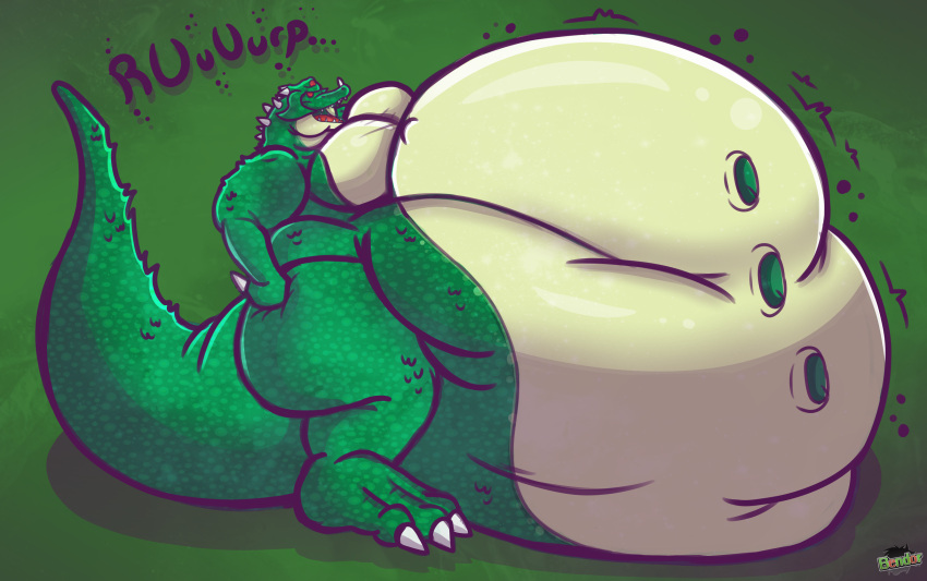 alien anthro belly bendor big_belly bloated burping hi_res kraid male metroid multi_eye nintendo obese overweight scalie solo video_games weight_gain