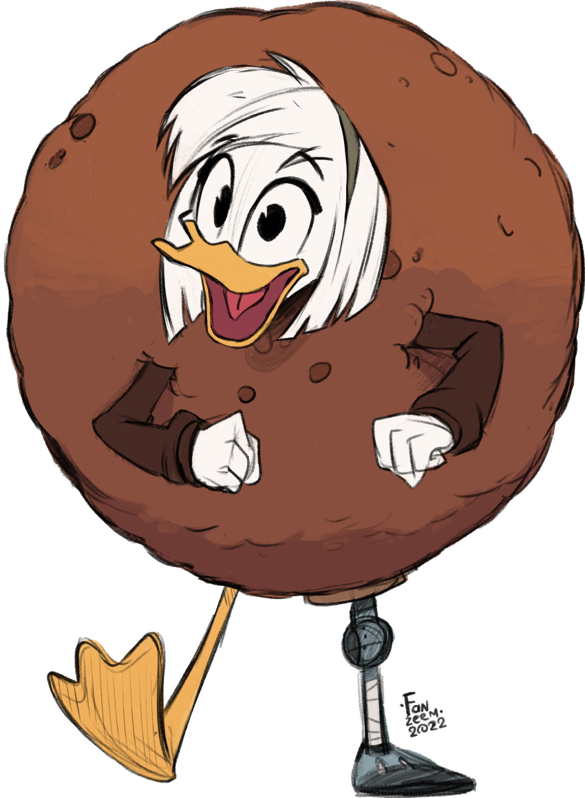 absurd_res anatid anseriform anthro avian bird clothing costume della della_duck disney duck ducktales ducktales_(2017) fanzeem female food food_costume hi_res kigtoons meatball meatball_costume solo