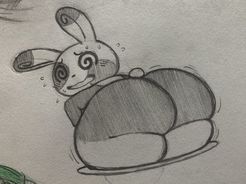 absurd_res ambiguous_gender anthro big_butt blush bodily_fluids butt hi_res huge_butt looking_back mammal nervous nervous_smile nintendo nude open_mouth overweight pok&eacute;mon pok&eacute;mon_(species) sketch slightly_chubby solo solo_focus spinda spiral_eyes spots stuck sweat tail_tuft thick_thighs tongue traditional_media_(artwork) tuft video_games zlut385