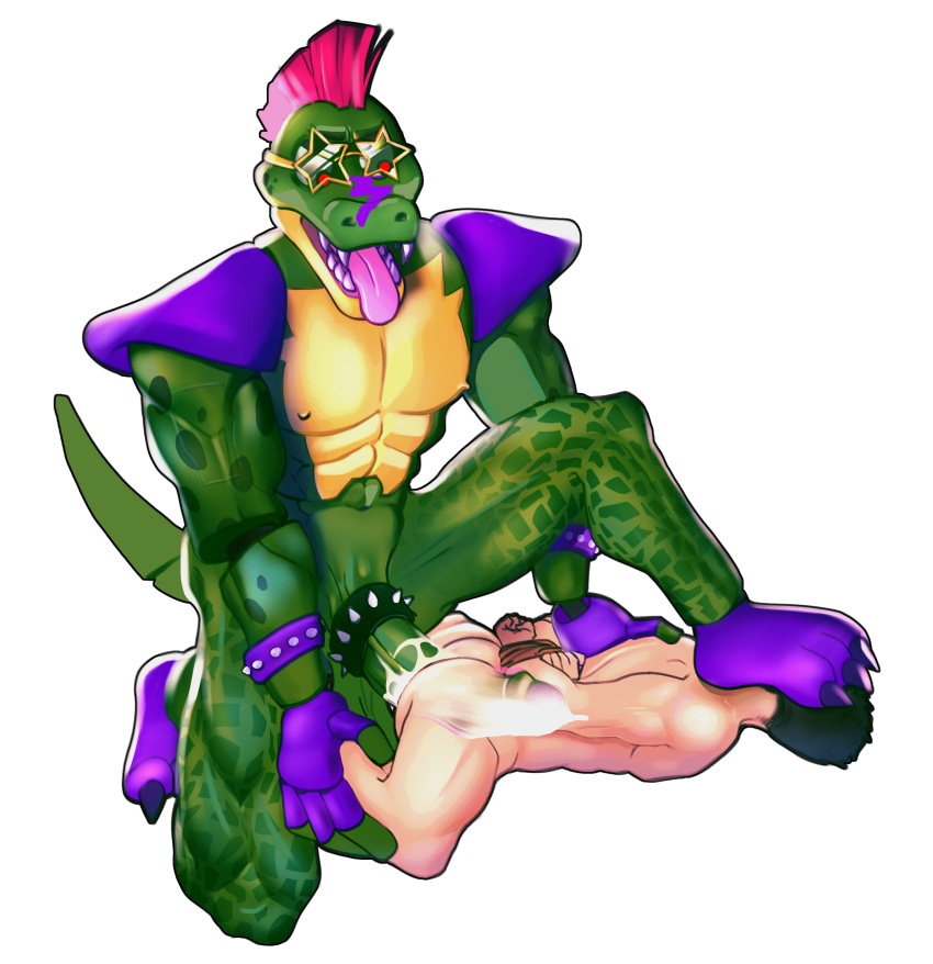 abs absurd_res alligator alligatorid anal anal_penetration anthro anthro_dominating_human anthro_penetrating anthro_penetrating_human big_dom_small_sub big_penis black_hair bodily_fluids butt crocodilian cum cum_in_ass cum_inside doggystyle dominant dominant_anthro dominant_male duo ejaculation eyewear five_nights_at_freddy's five_nights_at_freddy's:_security_breach foot_on_head from_behind_position genital_fluids genitals green_body hair hi_res holding_partner human human_on_anthro human_penetrated interspecies jockbeest larger_anthro larger_male looking_pleasured male male/male male_penetrated male_penetrating male_penetrating_male mammal mohawk montgomery_gator_(fnaf) multicolored_body muscular muscular_anthro muscular_male nipples nude open_mouth pecs penetration penile penile_penetration penis penis_collar penis_in_ass red_eyes red_hair reptile scalie scottgames sex size_difference smaller_human smaller_male smaller_penetrated submissive submissive_human submissive_male sunglasses tongue tongue_out video_games yellow_body