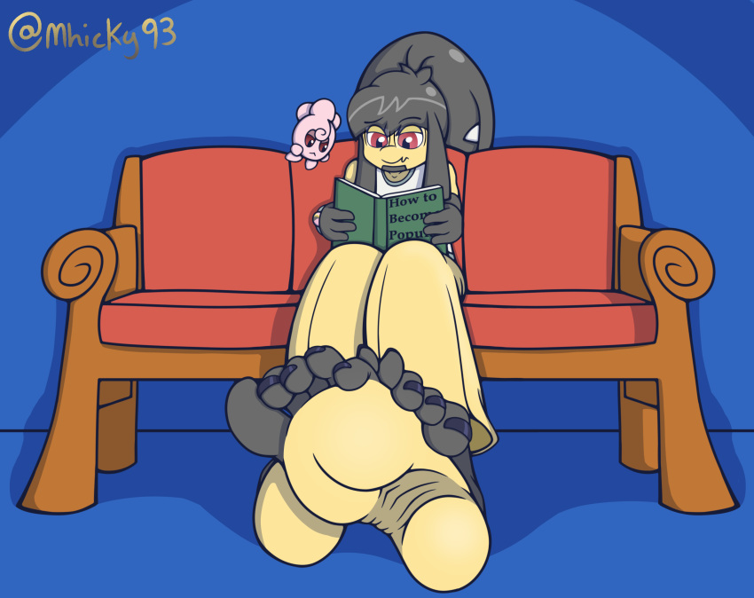 2_mouths anthro barefoot duo eyewear feet female foot_fetish foot_focus glasses hi_res humanoid igglybuff male mawile mhicky93 mhicky_(mhicky93) multi_mouth nintendo pok&eacute;mon pok&eacute;mon_(species) reading simple_background sitting soles tiva_(mhicky93) toes two_tone_feet video_games