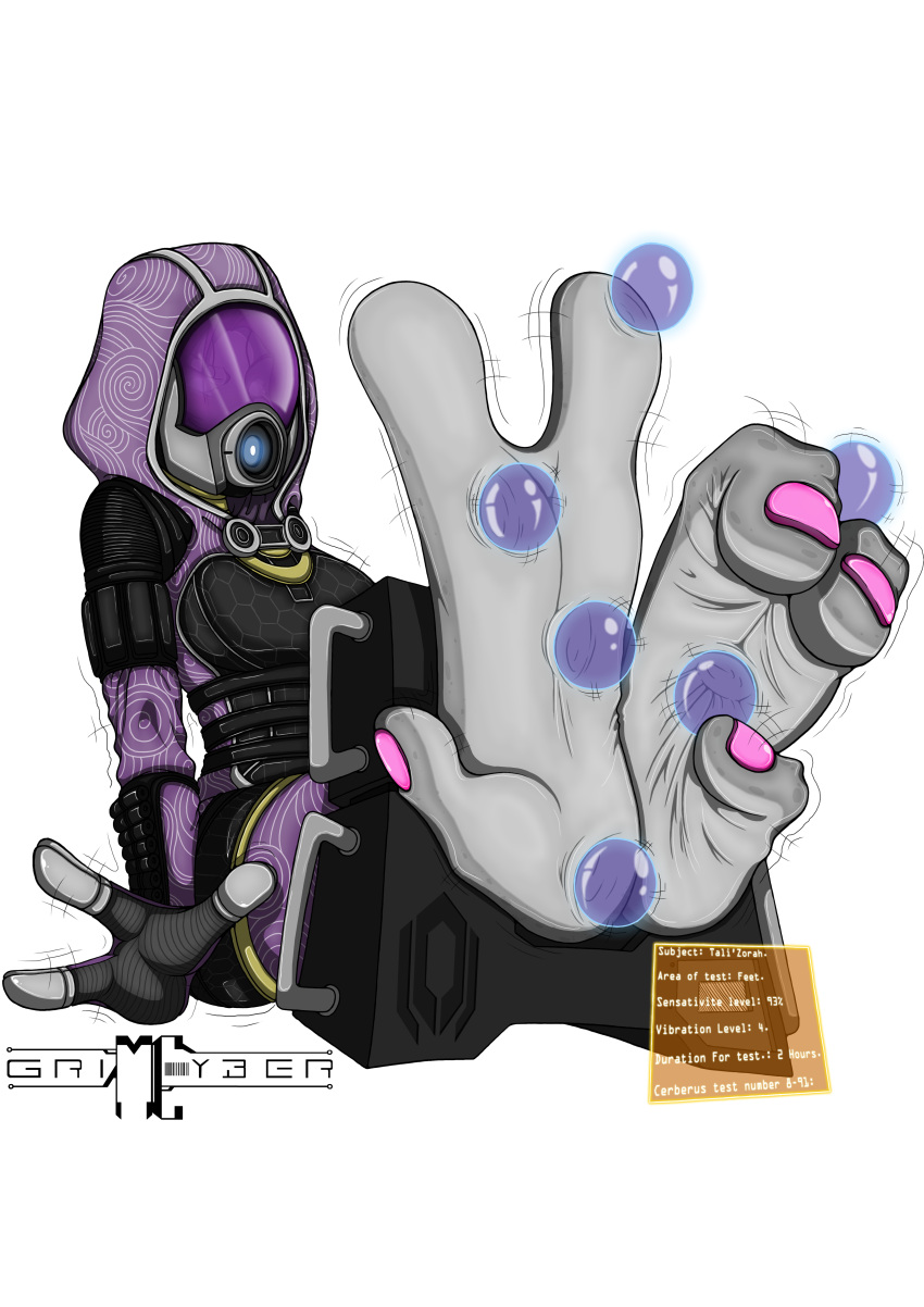 3_toes absurd_res alien alien_humanoid barefoot dazidentevil feet female hi_res humanoid krogan mass_effect quarian restraints soles stocks tali'zorah toes video_games