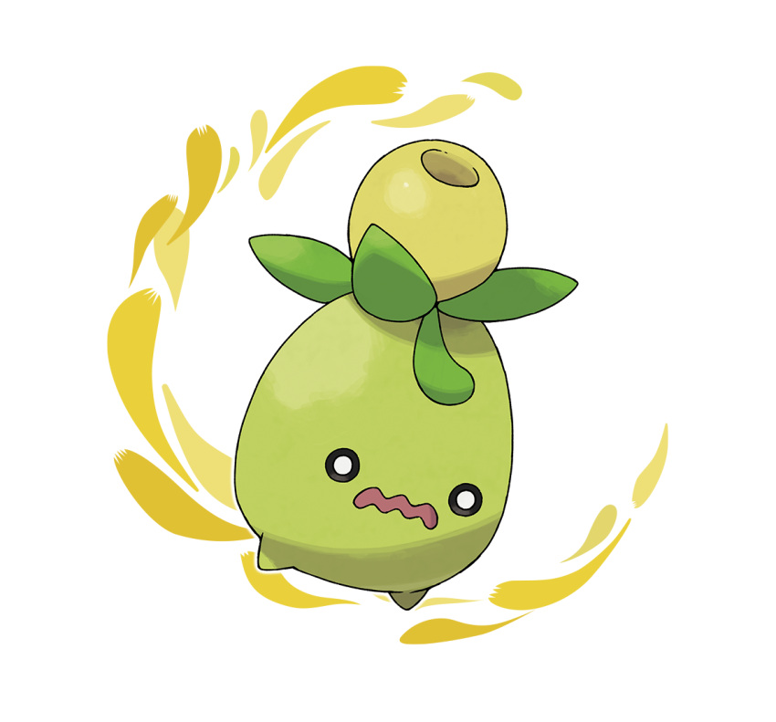 2022 alpha_channel ambiguous_gender black_eyes feral green_body ken_sugimori nintendo official_art olive_(disambiguation) open_mouth plant pok&eacute;mon pok&eacute;mon_(species) simple_background smoliv solo transparent_background video_games waddling_head white_eyes