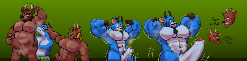 absurd_res animal_crossing anthro armpit_sniffing bam_(animal_crossing) big_muscles black_lips bodily_fluids brute capreoline cenies cervid dumb growth hi_res himbo himbofication huge_muscles humanoid hyper hyper_muscles intelligence_loss lips long_image male mammal muscle_growth muscular musk nintendo reindeer sequence sniffing solo sweat transformation video_games vilous_universe wide_image