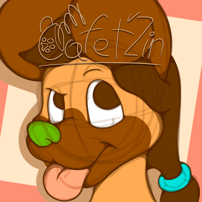 absurd_res anthro brown_body brown_eyes brown_fur brown_hair cafet'zin cafet'zin_(artist) canid canine canis domestic_dog fur green_nose hair hi_res long_hair male mammal pink_tongue portrait signature simple_background sketch solo tongue tongue_out