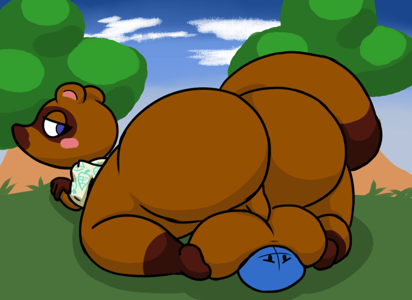 animal_crossing animated anthro ass_up ball_squish balls balls_on_face balls_touching big_balls big_butt blue_eyes blush brown_body brown_fur butt canid canine chappystick duo faceless_character faceless_male feet fur genitals grass huge_balls huge_butt huge_thighs looking_at_another looking_back looking_down looking_pleasured looking_up male male/male mammal mouthless multicolored_body multicolored_fur nintendo on_ground plant presenting presenting_hindquarters raccoon_dog shaking_butt size_difference sky squish tanuki thick_thighs tom_nook_(animal_crossing) tree two_tone_body two_tone_fur video_games wide_hips