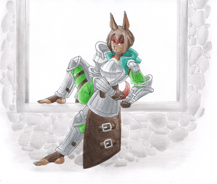 absurd_res anthro armor bob_cut brown_body brown_fur brown_hair canid canine canis choker claws clothing dobermann dog_knight_rpg domestic_dog efradraws fantasy feet female fur graphite_(artwork) hair hi_res hood huge_filesize jewelry mammal medieval_armor necklace pencil_(artwork) pinscher rory_(ceehaz) solo toe_claws traditional_media_(artwork)