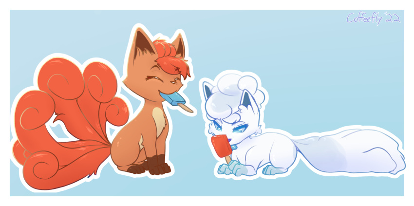 alolan_vulpix angry coffeefly dessert eating eyes_closed food hi_res ice_cream licking nintendo pok&eacute;mon pok&eacute;mon_(species) popsicle regional_form_(pok&eacute;mon) simple_background tongue tongue_out video_games vulpix