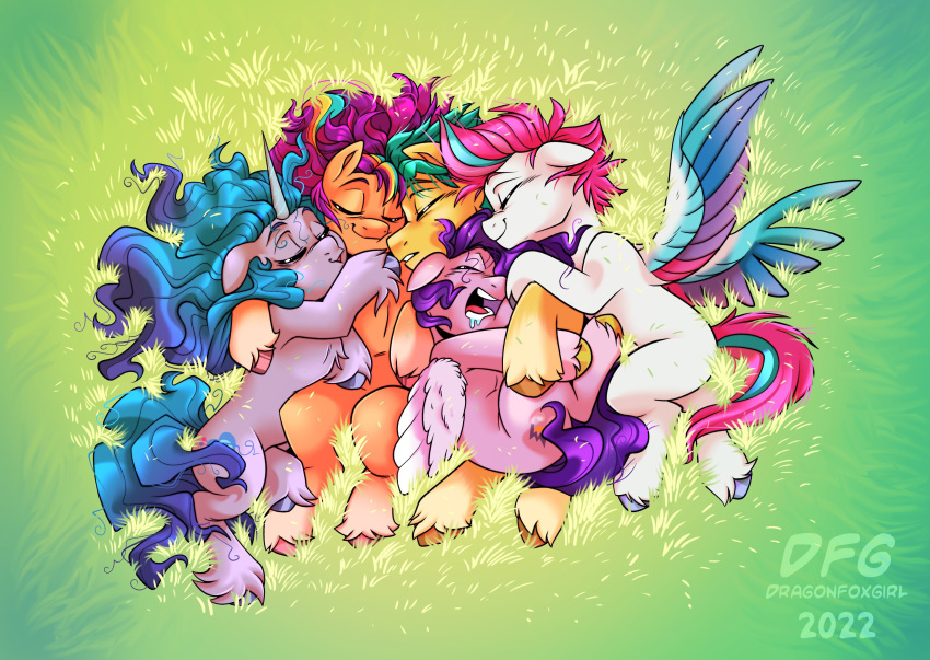 absurd_res blue_hair bodily_fluids cuddle_puddle dragonfoxgirl drooling earth_pony equid equine female gradient_hair hair hasbro hi_res hooves horn horse izzy_moonbow_(mlp) long_hair male mammal mlp_g5 my_little_pony pegasus pipp_petals_(mlp) pony purple_hair saliva sibling sister sisters sleeping spread_wings sunny_starscout_(mlp) turquoise_hair unicorn wings zipp_storm_(mlp)