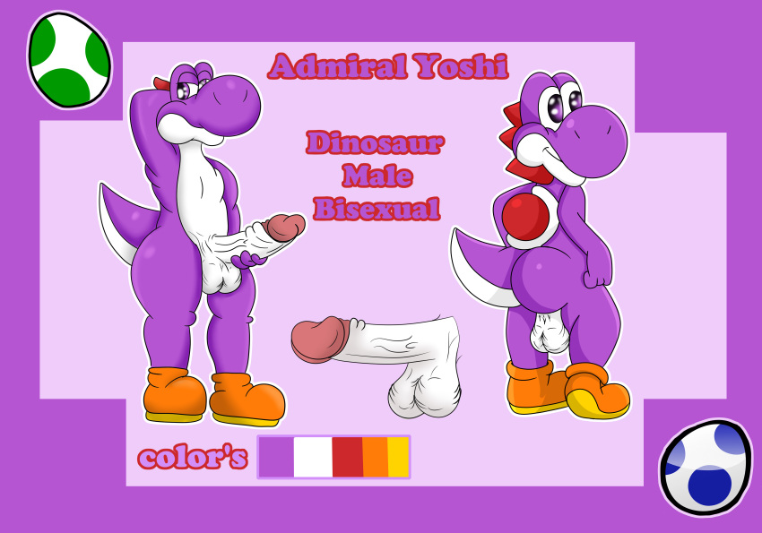 absurd_res anthro balls dinosaur genitals hi_res humanoid_genitalia humanoid_penis male mario_bros nintendo penis reptile scalie solo video_games yoshi