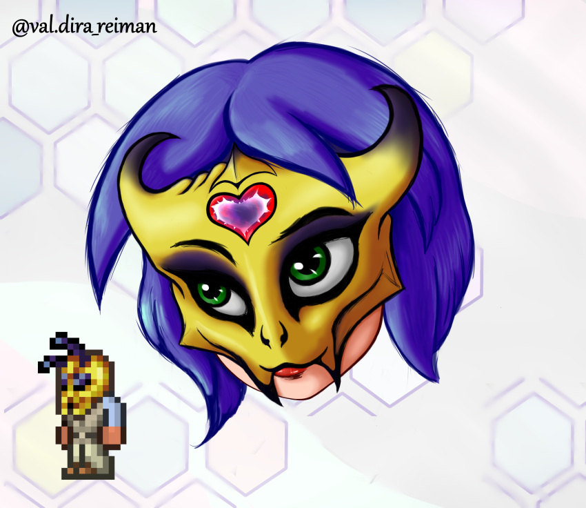 absurd_res crystal female hair hi_res human mammal mask simple_background solo solo_focus terraria val'dira video_games