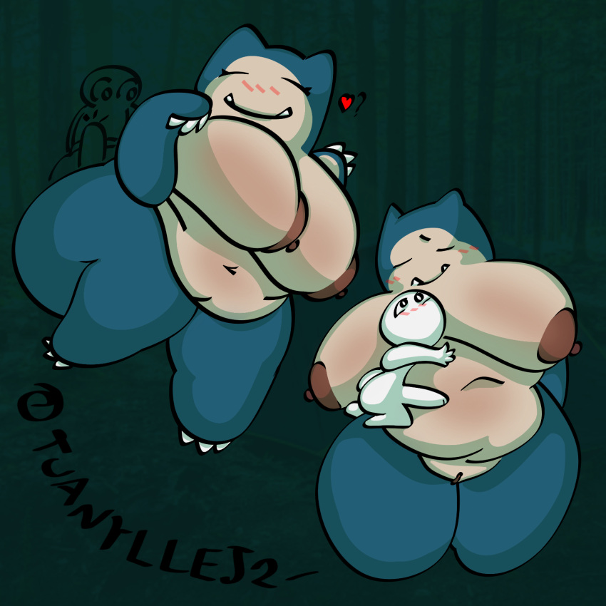 &lt;3 2022 anthro areola belly big_belly big_breasts blue_body blush breasts brown_areola brown_nipples clinging duo embrace erection eye_contact eyes_closed fangs female genitals green_background hanging_on_partner hi_res hug huge_breasts human looking_at_another lying male male/female mammal navel nintendo nipples nude overweight overweight_anthro overweight_female pok&eacute;mon pok&eacute;mon_(species) pussy simple_background size_difference smaller_male smile snorlax tan_body teeth thick_thighs tuanyllej2 video_games watermark white_body wide_hips