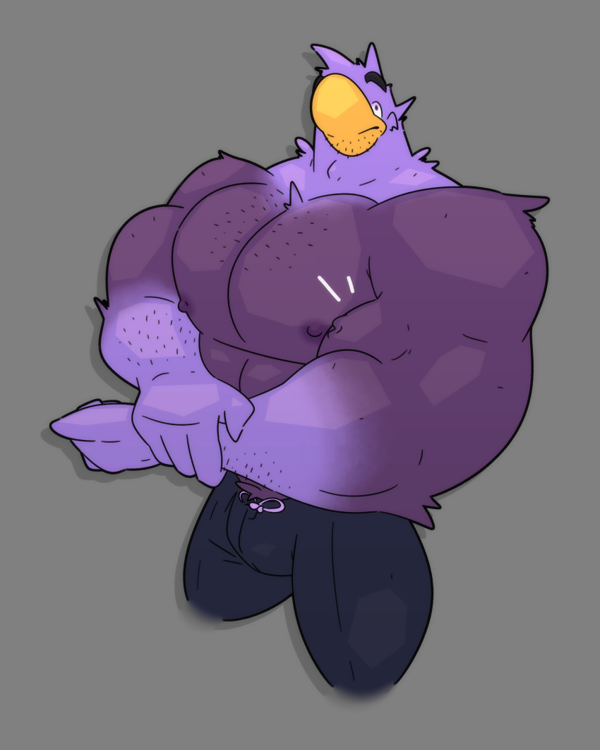 absurd_res accipitrid accipitriform anthro avian beak big_arms big_pecs bird black_body bottomwear clothed clothing eagle grey_background hi_res looking_at_viewer male muscular muscular_male pants partially_clothed pecs simple_background solo topless virdemis white_hands white_head