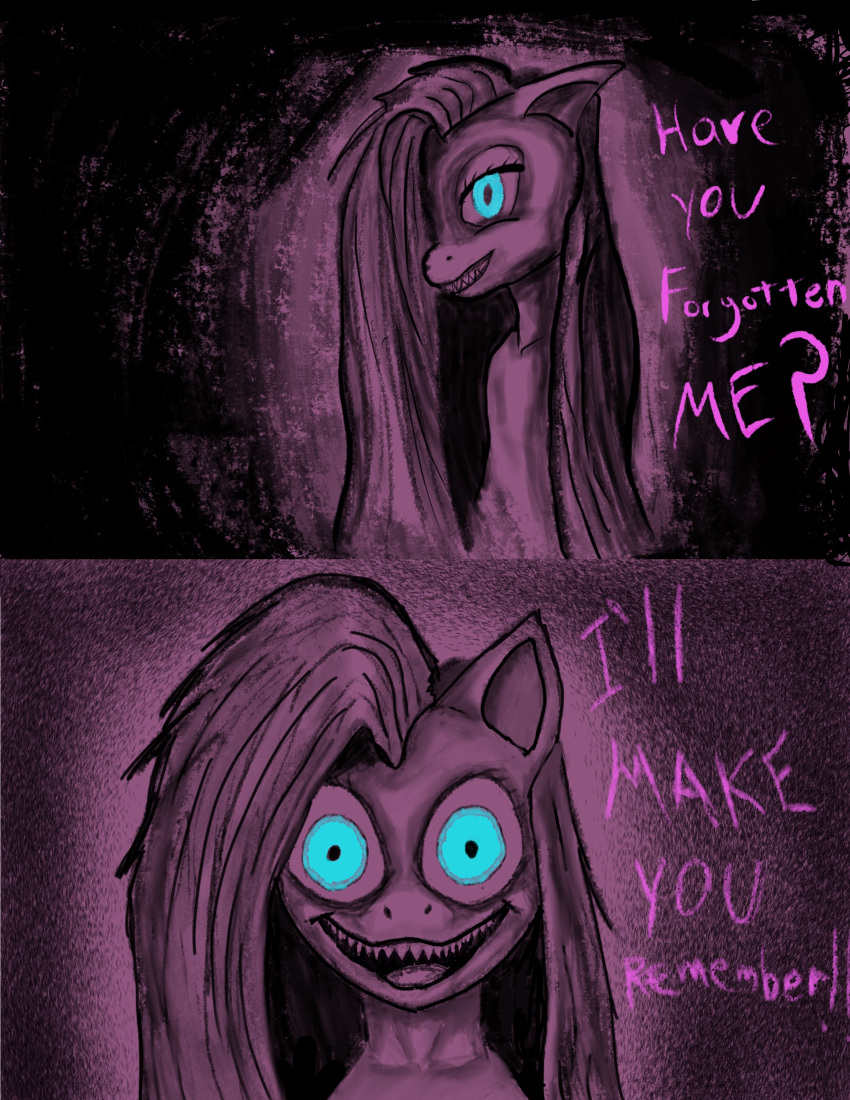 absurd_res blue_eyes creepy equid equine female friendship_is_magic grimdark hair hasbro hi_res horse jmj mammal my_little_pony pink_hair pinkamena_diane_pie pinkie_pie_(mlp) solo