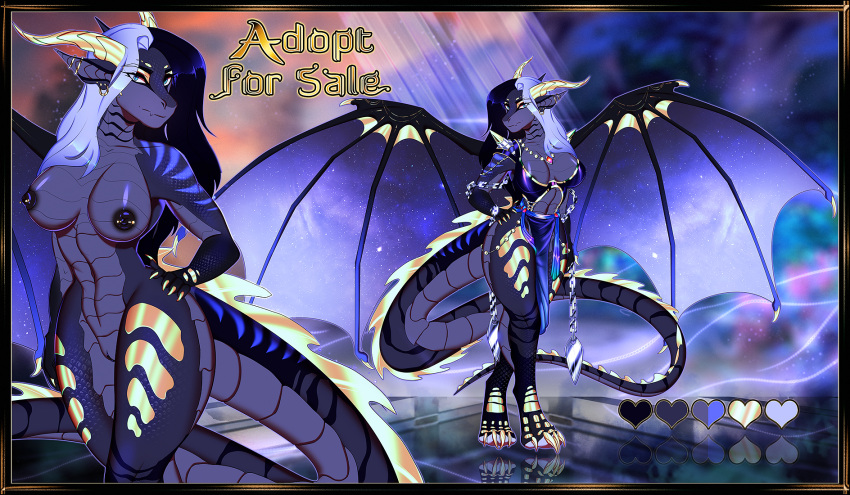 altynshine_dragons anthro clothing dragon female genitals gold hi_res iranian_mythology middle_eastern_mythology model_sheet mythology reptile scalie solo standing