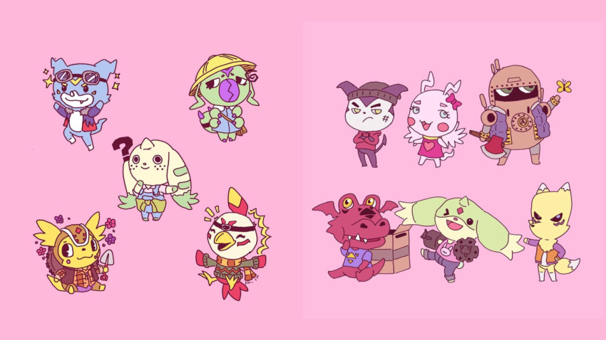 accessory accipitrid accipitriform animal_crossing armadillo armadillomon arthropod avian bandai_namco bird blush caterpillar chibi clothing demon digimon digimon_(species) eyewear female gargomon goggles group guardromon guilmon hat hawkmon headband headgear headwear hi_res horn impmon insect larva machine male mammal marineangemon nintendo renamon robot scalie sindorman terriermon veemon video_games wormmon xenarthran