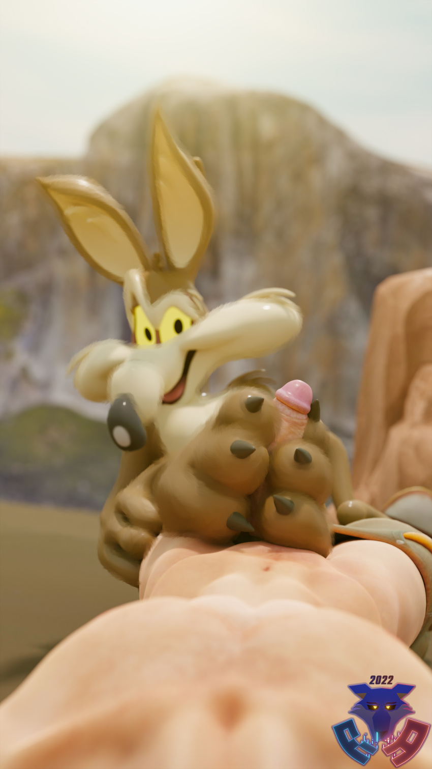 4k 9:16 absurd_res blender_(software) blender_cycles foot_fetish foot_play footjob hi_res hindpaw looney_tunes paws rookieanimator210 sex warner_brothers wile_e._coyote