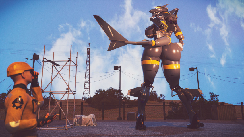 16:9 3d_(artwork) aircraft airplane anthro big_breasts big_butt breasts butt clothed clothing digital_media_(artwork) female hi_res living_aircraft living_machine living_vehicle machine parovozik thick_thighs vehicle widescreen