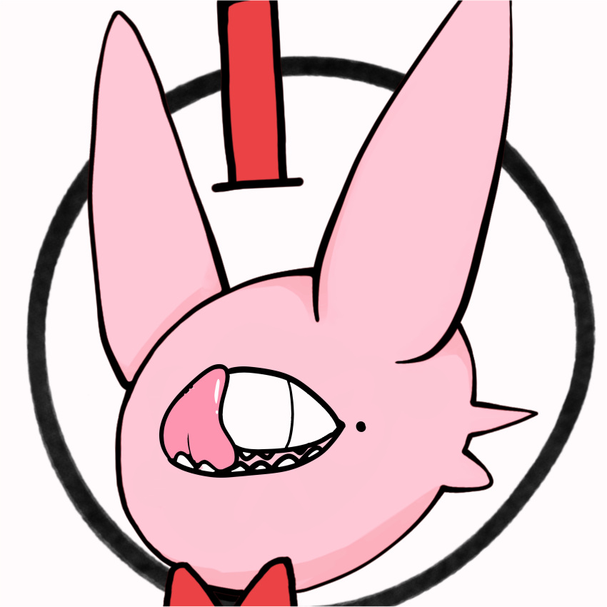 1_eye absurd_res bedsheetwalking bow_tie clothing eye_mouth fur hat head_only headgear headshot_portrait headwear hi_res icon lagomorph leporid male_(lore) mammal mouth_eye pink_body pink_ears pink_fur pink_tongue portrait rabbit red_bow_tie red_clothing red_hat red_headwear simple_background solo tongue top_hat top_hat_bunny_(bedsheetwalking) unusual_anatomy white_background