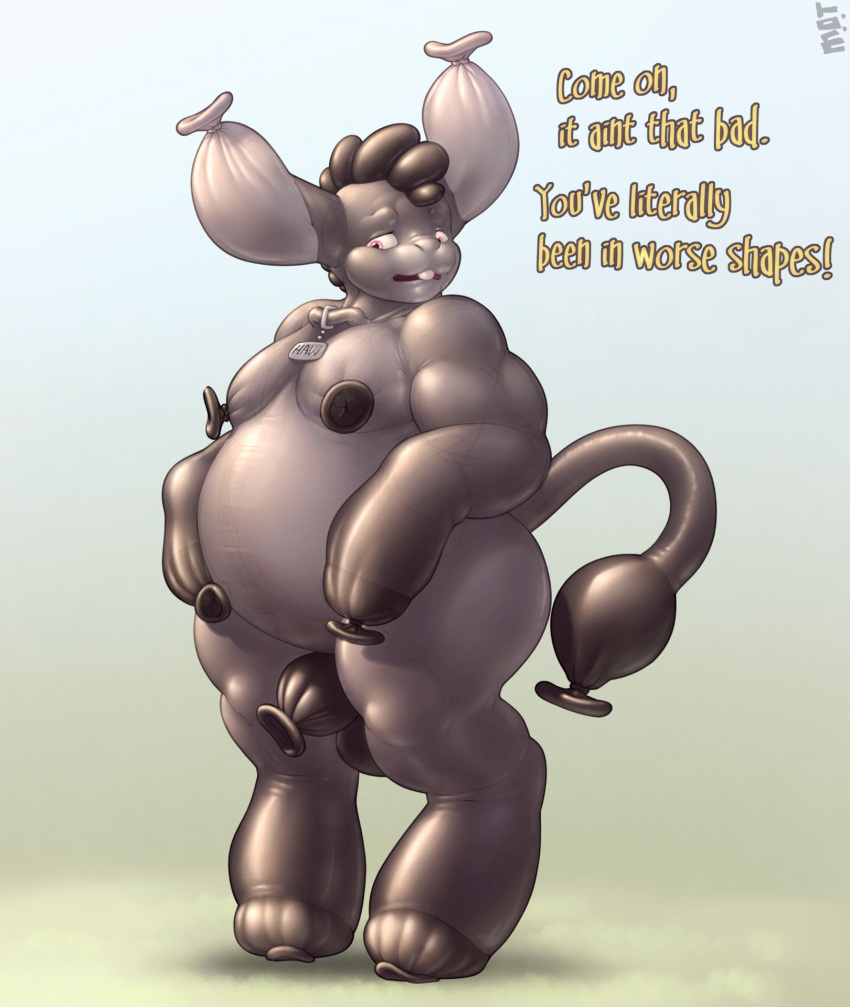 anthro balloonie hi_res knots lagomorph leporid male mammal mot name_tag rabbit rubber solo