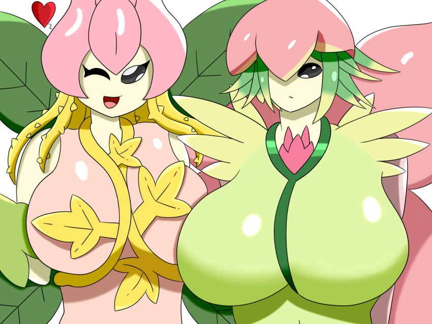 bandai_namco big_breasts breasts digimon digimon_(species) duo female hi_res huge_breasts humanoid lilamon lillymon