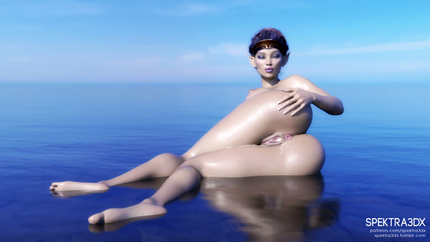 3d_(artwork) 5_fingers anus big_butt big_nipples blue_sky bodily_fluids breasts butt circlet cum cum_in_pussy cum_inside cum_on_leg day digital_media_(artwork) elf erect_nipples feet female fingernails fingers genital_fluids genitals glistening glistening_body glistening_butt glistening_skin glistening_thighs hair hand_on_butt hand_on_own_butt humanoid humanoid_feet humanoid_hands humanoid_pointy_ears leaking_cum lips lipstick long_fingernails looking_at_viewer lying makeup nails nature nature_background nipples on_side outside pale-skinned_female pale_skin partially_submerged pink_anus pink_lipstick pink_pussy presenting presenting_hindquarters purple_eyeliner purple_eyes purple_hair pussy signature sky solo spektra3dx spread_butt spreading text thick_lips url water white_fingernails wide_hips
