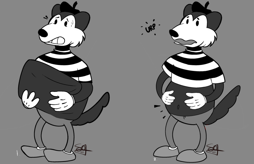 &eacute;mi anthro comic fleischer_style_toon hammerspace hi_res male object_vore sequence solaine solo toony vore