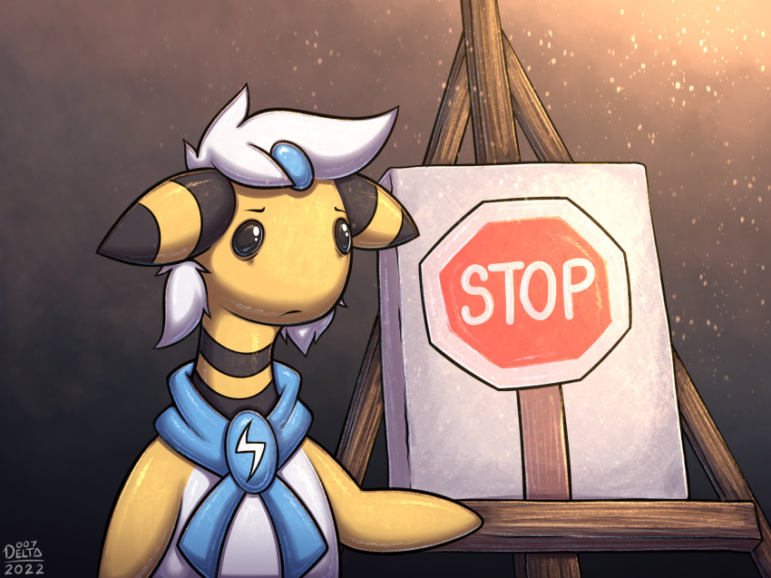 007delta 2022 alternate_color ampharos anthro canvas clothing creating_art digital_media_(artwork) easel english_text fan_character feral fur hair hi_res looking_at_viewer male miles_drexel nintendo painting pok&eacute;mon pok&eacute;mon_(species) pok&eacute;mon_mystery_dungeon scarf semi-anthro shaded simple_background solo street_sign text video_games wanderlust white_body white_fur yellow_body yellow_fur