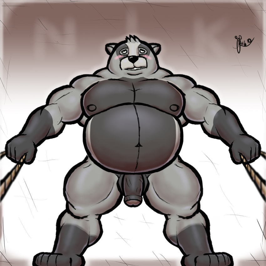 alanottaviano anthro badger belly echo_(series) echo_project genitals hi_res male male/male mammal musclegut muscular muscular_male mustelid musteline nikolai_(the_smoke_room) overweight penis slightly_chubby solo the_smoke_room video_games visual_novel