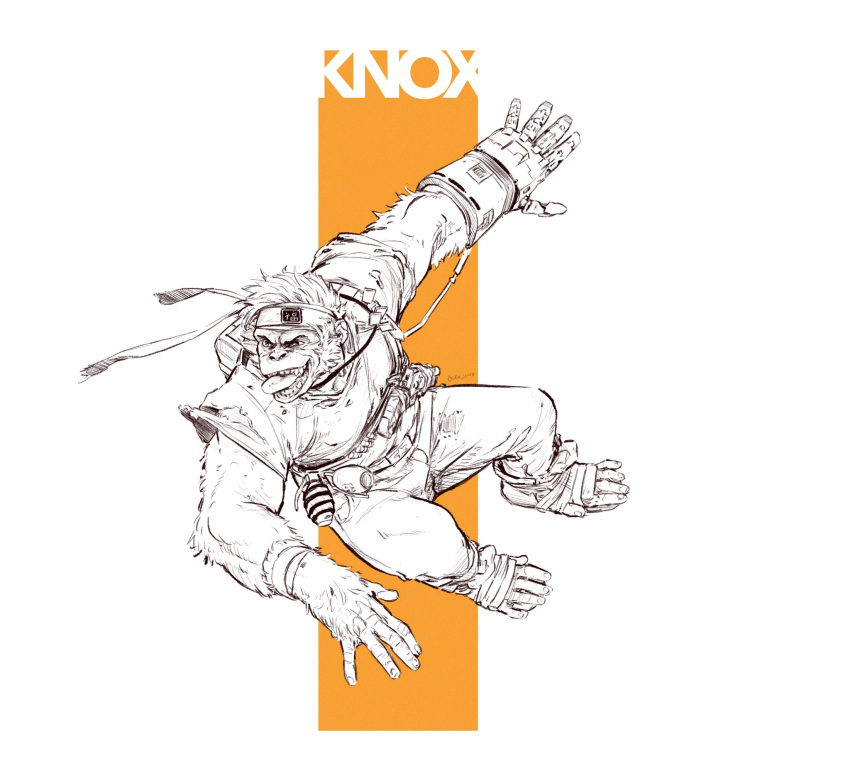 anthro beyond_good_and_evil_2 brukajones clothing explosives grenade hi_res knox_(beyond_good_and_evil_2) male mammal primate solo technology tongue tongue_out weapon