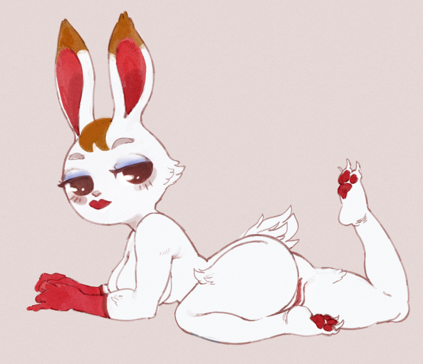 animal_crossing anthro breasts butt carligercarl female fur genitals hair lagomorph leporid looking_at_viewer mammal nintendo nude pussy rabbit simple_background solo tiffany_(animal_crossing) video_games