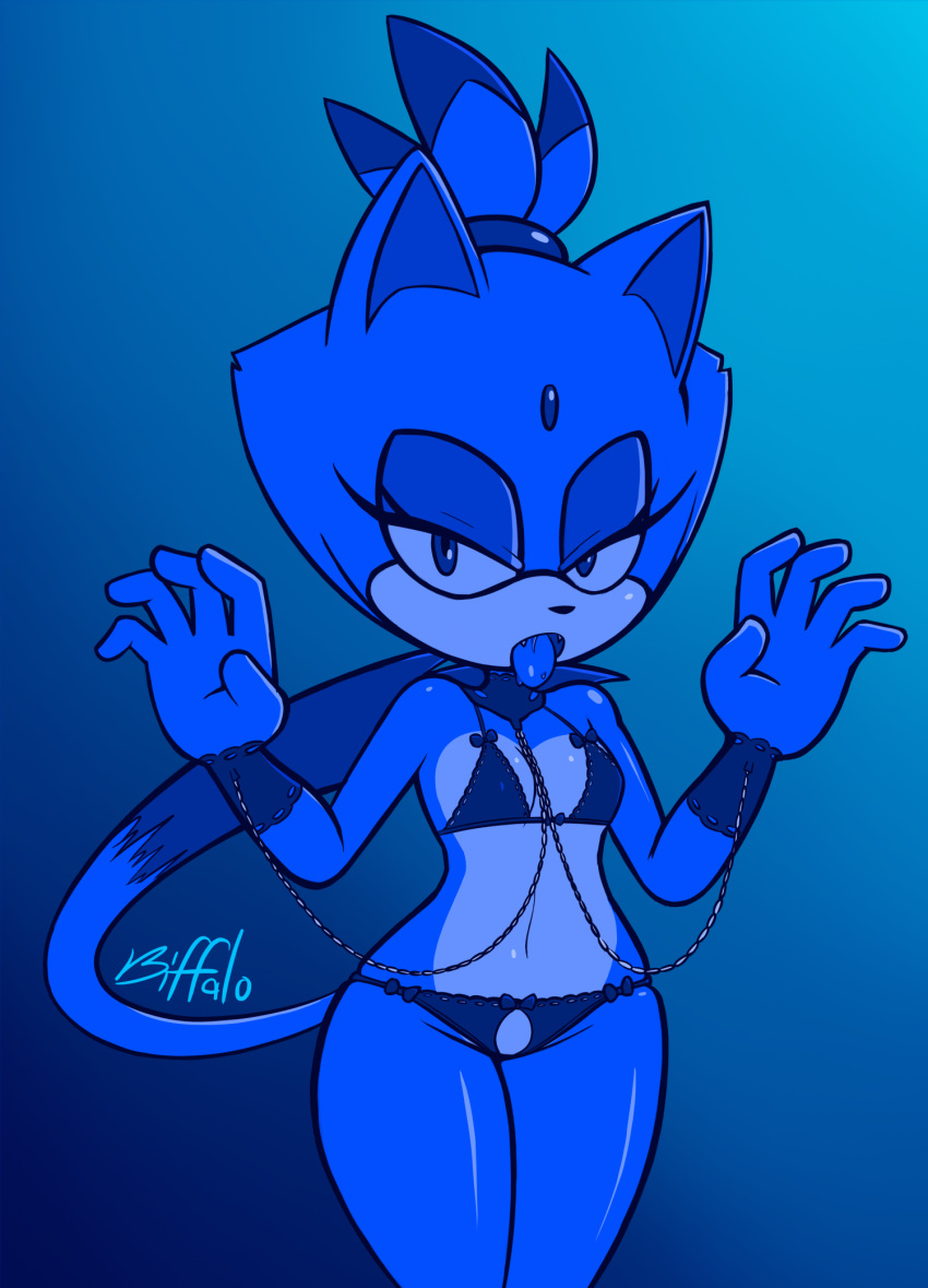 anthro biffalo blaze_the_cat clothing domestic_cat felid feline felis female hi_res lingerie looking_at_viewer mammal sega solo sonic_the_hedgehog_(series) standing tongue tongue_out
