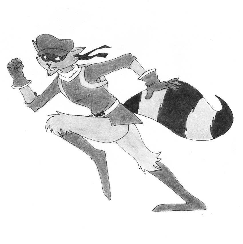 absurd_res action_pose anthro backpack band_(marking) banded_tail boots clothing efradraws footwear gloves graphite_(artwork) handwear hat headgear headwear hi_res male mammal markings mask no_pants pen_(artwork) pencil_(artwork) pose procyonid raccoon running scarf sly_cooper sly_cooper_(series) solo sony_corporation sony_interactive_entertainment sucker_punch_productions tail_markings thief traditional_media_(artwork) video_games