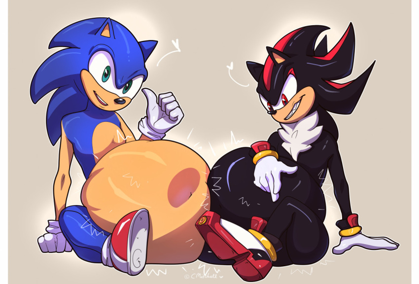 anthro belly big_(disambiguation) bloated cmitchell duo eulipotyphlan fan_character hedgehog male male/male mammal overweight sega shadow shadow_the_hedgehog soft sonic_the_hedgehog sonic_the_hedgehog_(series) struggling swallowed vore