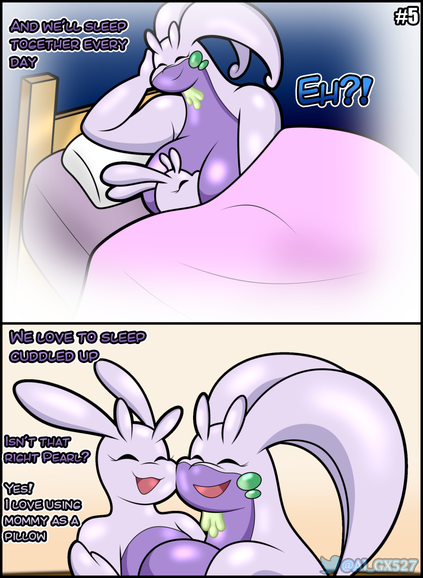 age_difference al_gx anthro bed big_breasts black_border blue_body blush border breasts casual_nudity clothed clothing comic daughter dialogue dragon duo embrace english_text fan_character female female/female furniture goo_creature goodra hi_res hug huge_breasts incest_(lore) larger_female lucario male medium_breasts mother mother_and_child mother_and_daughter nintendo older_female opal_(al_gx) parasite parent parent_and_child pearl_(al_gx) pikachu pok&eacute;mon pok&eacute;mon_(species) pok&eacute;morph purple_body roommate scarf size_difference sleeping sliggoo smaller_female sofa story text video_games