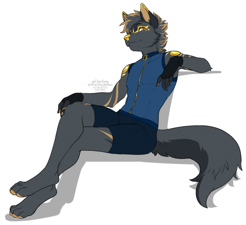 2022 5_fingers alpha_channel anthro canid canine canis clothed clothing digital_media_(artwork) eyebrows eyelashes fingers kittydee looking_at_viewer male mammal simple_background smile solo transparent_background wolf yellow_eyes yellow_nose