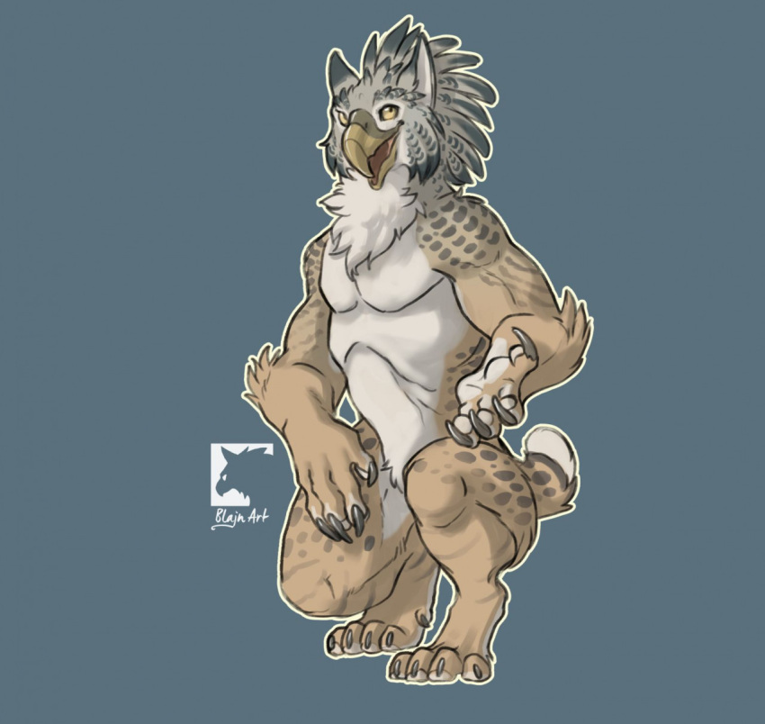 2022 4_fingers anthro beak claws digital_media_(artwork) fingers gryph000 hi_res looking_at_viewer male simple_background smile solo