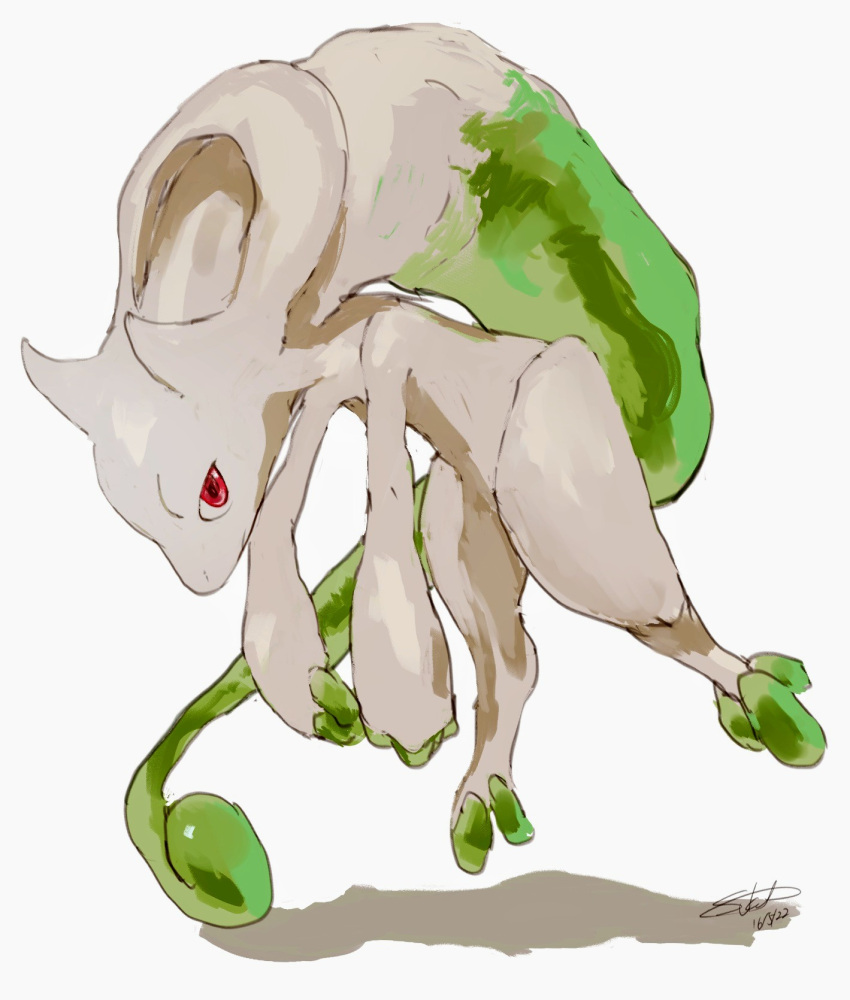 2022 3_fingers 3_toes ambiguous_gender anthro arched_back colored colored_sketch dated digital_media_(artwork) digital_painting_(artwork) feet fingers glistening glistening_body green_fingers green_markings green_tail green_toes head_tail hi_res legendary_pok&eacute;mon levitation markings mega_evolution mega_mewtwo mega_mewtwo_y mewtwo nintendo pok&eacute;mon pok&eacute;mon_(species) pseudo_hair pseudo_tail red_eyes shaded shiny_pok&eacute;mon signature simple_background sketch solo sukep toes video_games white_background white_body white_skin