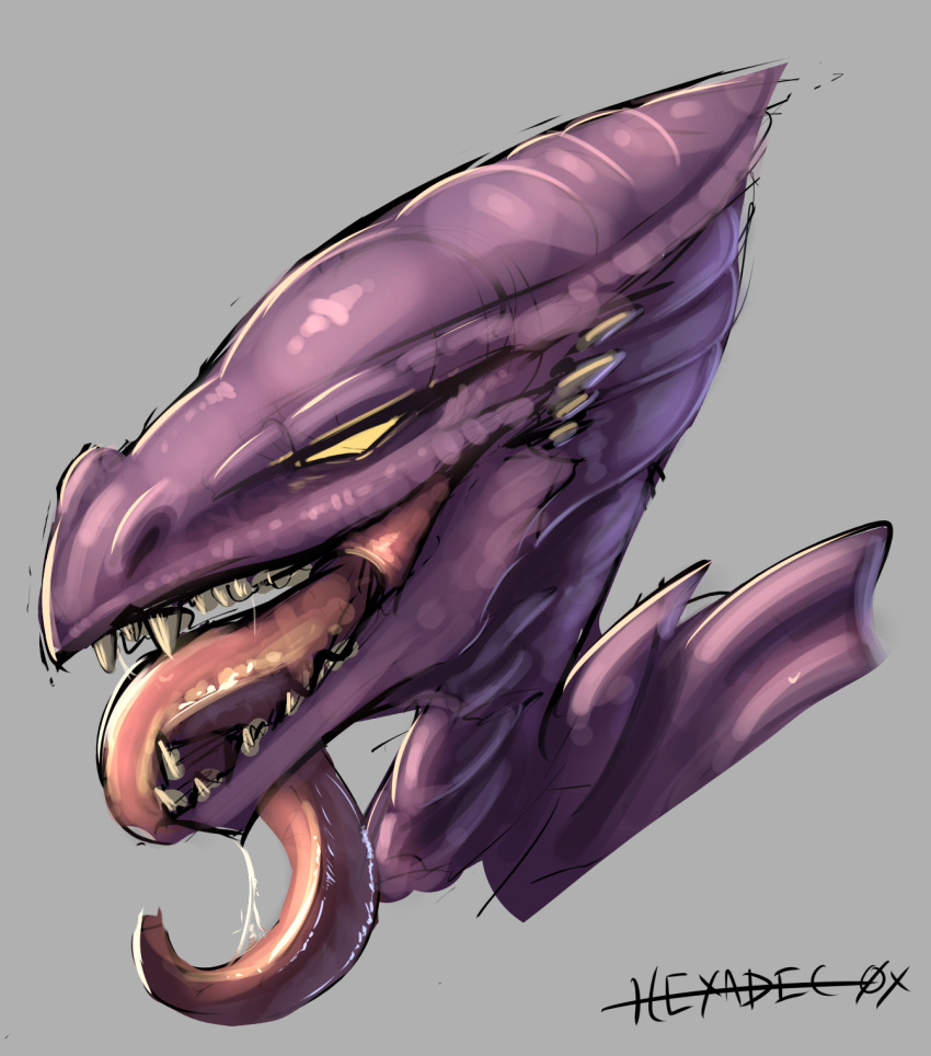 alien bodily_fluids dragon hexadec hi_res male metroid nintendo painting_(artwork) ridley saliva saliva_string solo space_dragon_(metroid) speed_painting tongue tongue_out traditional_media_(artwork) video_games