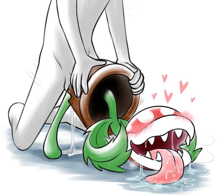 &lt;3 ambiguous_gender ambiguous_penetration balls blush cum dripping duo erection faceless_male flora_fauna human interspecies krixata male mammal mario_bros nintendo not_furry nude open_mouth penetration penis piranha_plant plant sex sharp_teeth simple_background size_difference smile teeth tongue video_games white_background