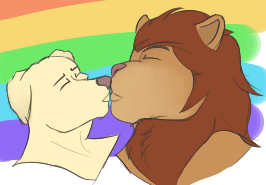 ambiguous_gender animal_humanoid anthro bigotry canid canid_humanoid canine canis disney domestic_dog duo felid feline felis floppy_ears hi_res homophobia homophobic_dog humanoid intersex jessoji kissing lgbt_pride lion male male/male mammal mammal_humanoid mane meme mufasa open_mouth orientation_play pantherine pride_colors rainbow_flag rainbow_pride_flag rainbow_symbol shitpost straight_to_gay the_lion_king