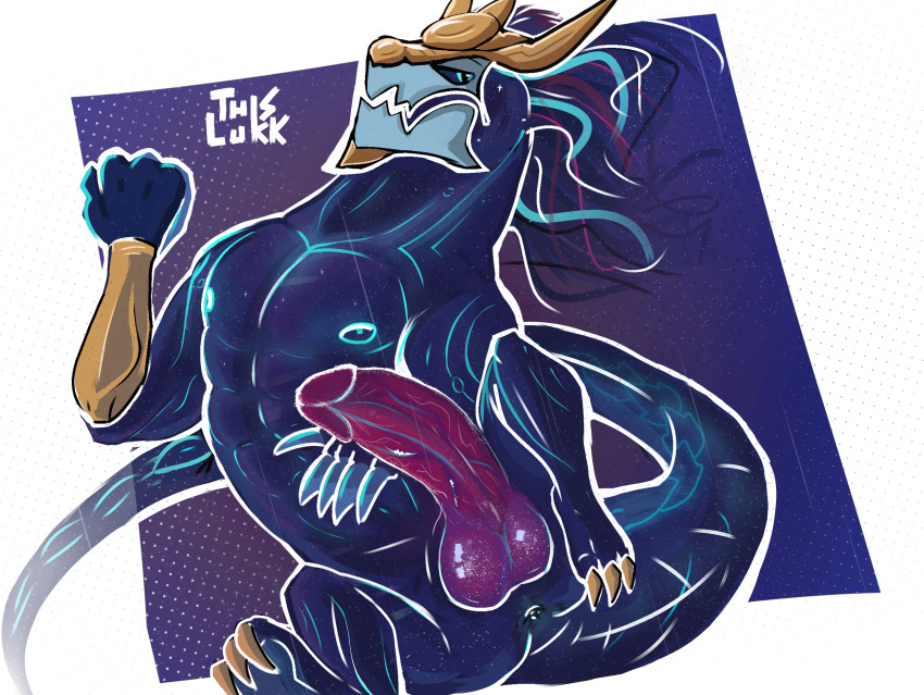 anthro aurelion_sol_(lol) dragon genitals hi_res league_of_legends male muscular muscular_male penis riot_games solo this_lukk video_games