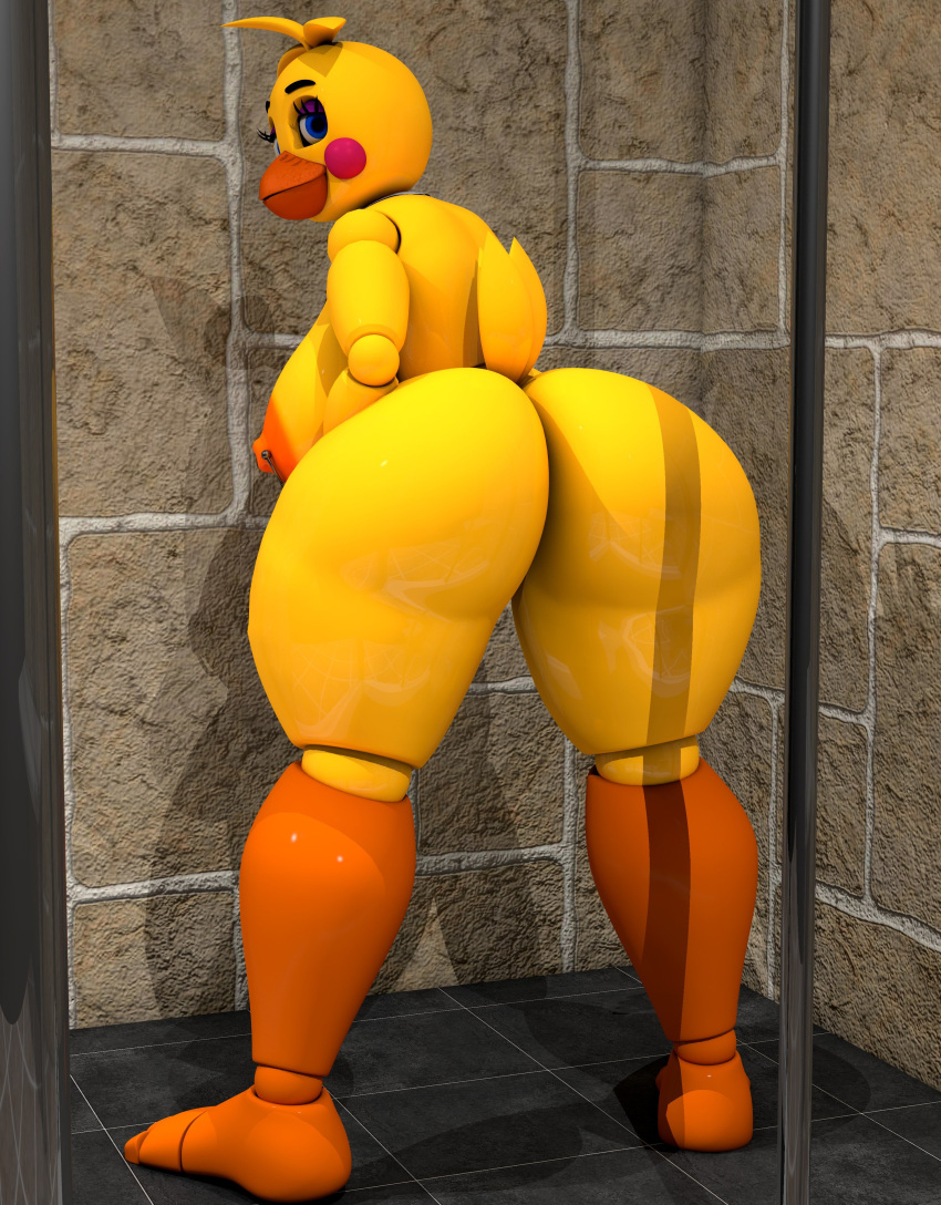 3d_(artwork) absurd_res animatronic anthro areola avian beak big_breasts big_butt big_nipples bird blue_eyes breasts butt chicken digital_media_(artwork) female five_nights_at_freddy's five_nights_at_freddy's_2 galliform gallus_(genus) genitals geometryboymejia hair head_tuft hi_res huge_breasts huge_butt huge_hips huge_thighs looking_at_viewer looking_back looking_back_at_viewer machine nipple_piercing nipples non-mammal_breasts non-mammal_nipples nude orange_areola orange_beak orange_nipples phasianid piercing robot rosy_cheeks scottgames shower solo thick_thighs toy_chica_(fnaf) tuft video_games wide_hips yellow_body