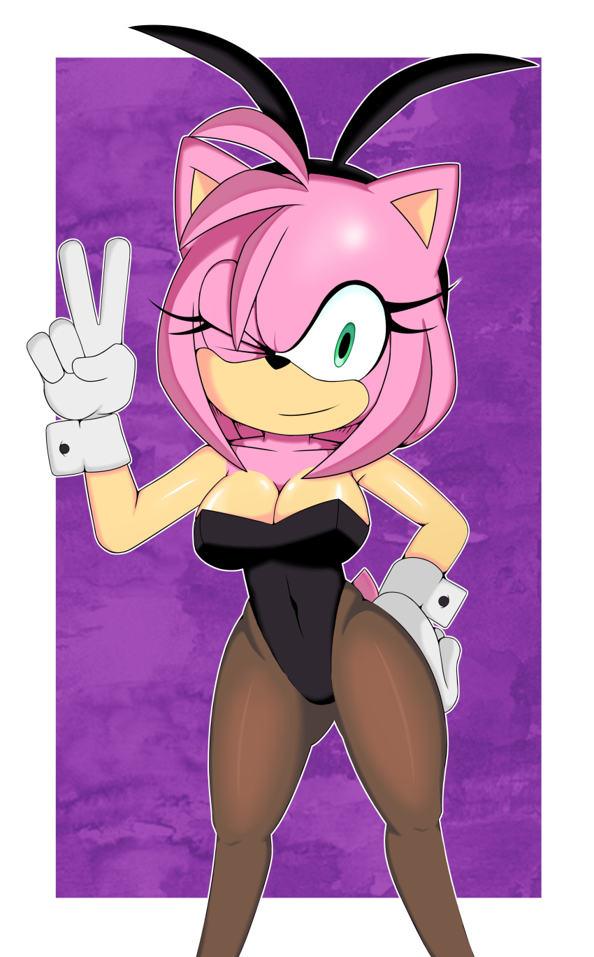 absurd_res amy_rose anthro big_breasts breasts bunny_costume clothing costume deliciouscake eulipotyphlan fake_ears fake_rabbit_ears female hedgehog hi_res mammal sega solo sonic_the_hedgehog_(series) thick_thighs