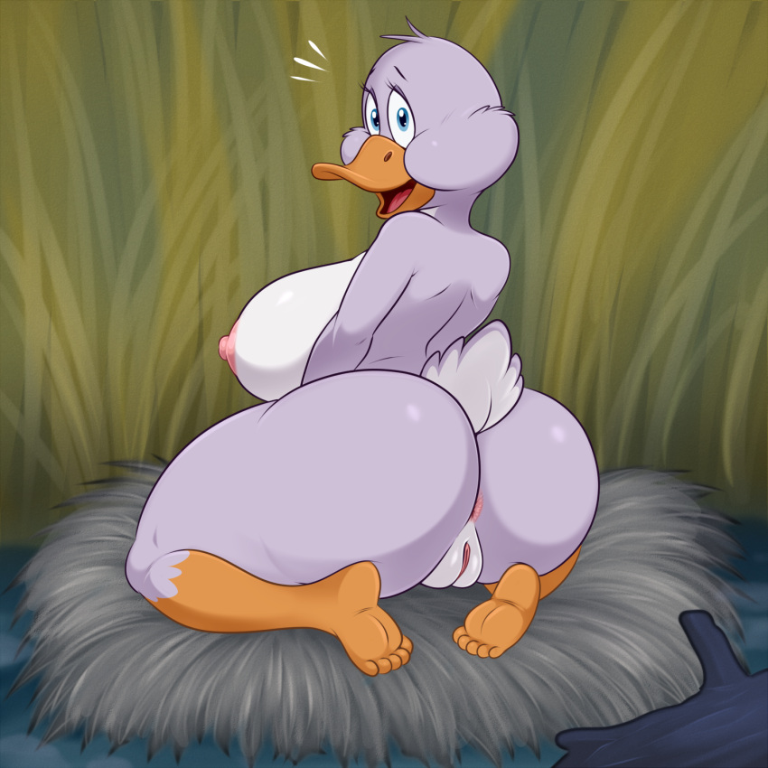 anthro anus breasts butt female genitals hi_res lonbluewolf metro-goldwyn-mayer mother_duck nipples pussy short_stack solo tom_and_jerry