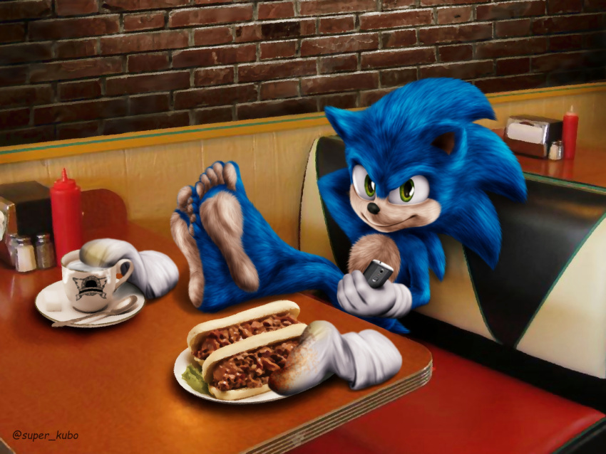 anthro digital_media_(artwork) drawing feet foot_fetish foot_focus hi_res hindpaw human human_on_anthro humanoid interspecies male mammal mobian_hedgehog pawpads paws pinup pose pubes sega sexy_eyes signature solo sonic_adventure sonic_boom sonic_the_hedgehog sonic_the_hedgehog_(series) super_kubo