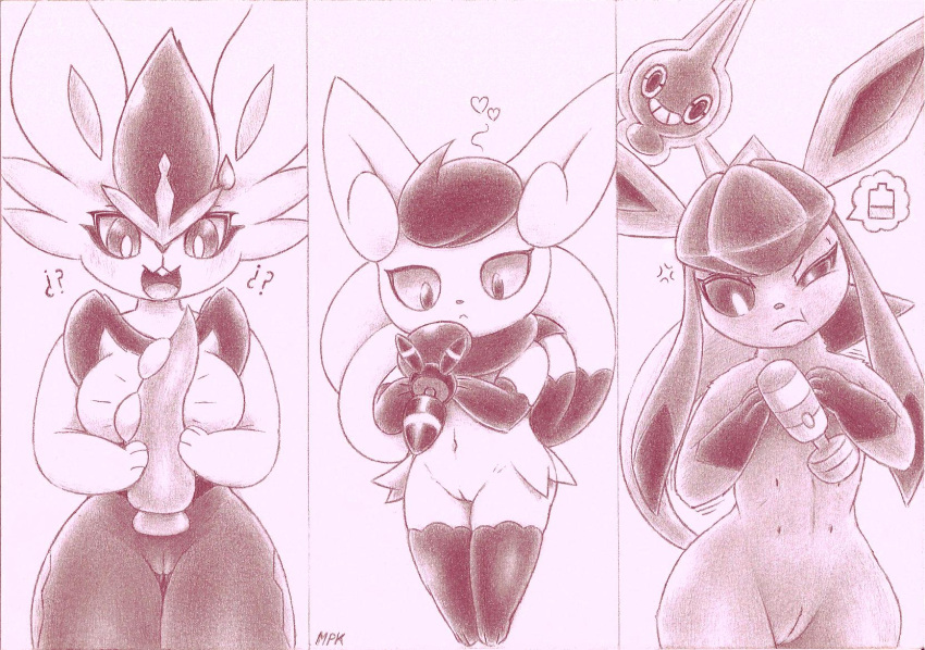 breasts cinderace dildo eeveelution female feral fullfolka genitals glaceon graphite_(artwork) group hi_res humanoid meowstic nintendo pencil_(artwork) plug_(sex_toy) pok&eacute;mon pok&eacute;mon_(species) pussy rotom sex_toy simple_background traditional_media_(artwork) vibrator video_games