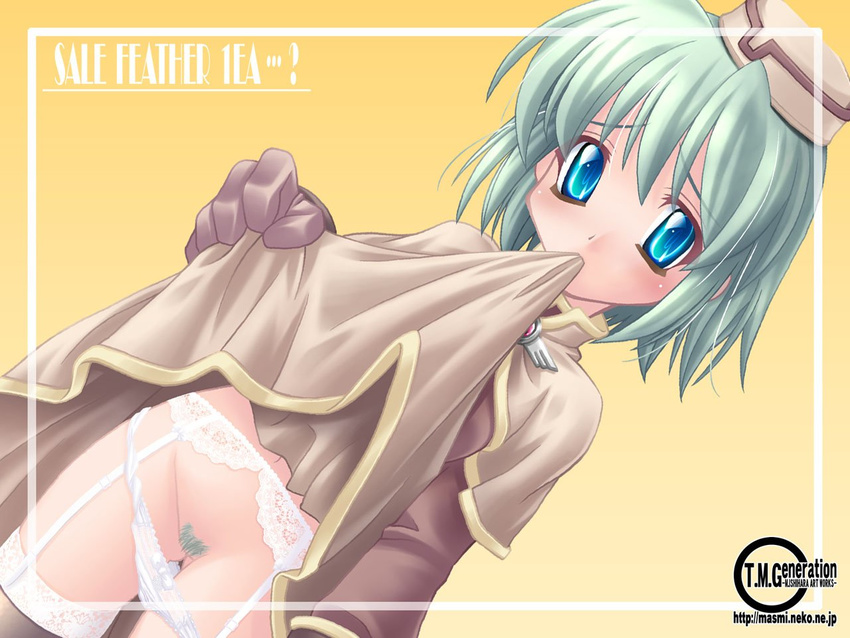 acolyte green_hair hat ishihara_masumi panties ragnarok_online sad solo thighhighs underwear wallpaper white_panties