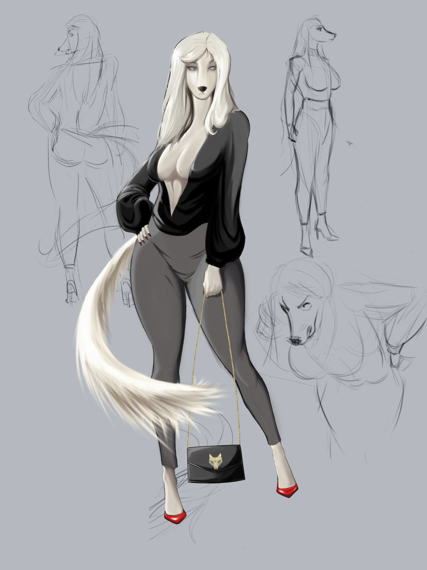 absurd_res animal_humanoid anthro breasts canid canid_humanoid canine canine_humanoid canis domestic_dog fashion female hi_res high_heels humanoid hunting_dog mammal mammal_humanoid rudestboy saluki saluki_hound sighthound solo tail_motion wide_hips